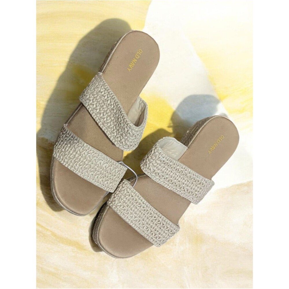 Old Navy Neutral Woven Double-Strap Slide Sandals